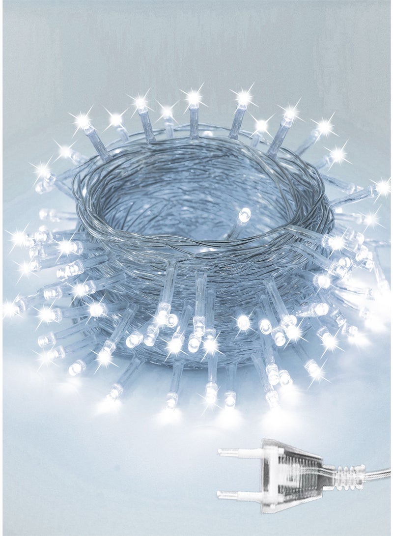 xianye أضواء LED سلسلة XIANYE 360 داخلية وخارجية سلك شفاف، أضواء عيد الميلاد البيضاء الباردة القابلة للتوصيل لتزيين العطلات، 50 متر أضواء خرافية متلألئة قابلة للتوصيل للحفلات والزفاف وفالنتاين والديكور المنزلي وغرفة النوم والأشجار والفناء والباحة وديكور الربيع ورمضان - Image 1